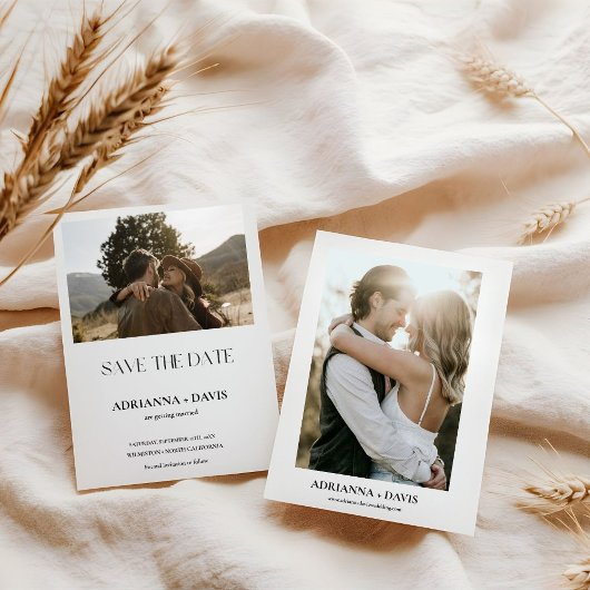 Boho minimalistisch zwart-wit monogram bruiloft save the date