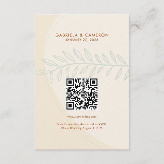 Boho minimalistische aardetinten bruiloft informatiekaartje (Voorkant)