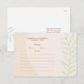 Boho minimalistische aardetinten bruiloft reactie  RSVP kaartje (Voorkant / Achterkant)