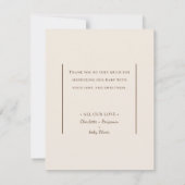 Boho Minimalistische Beige Baby Shower Bedankkaart (Achterkant)