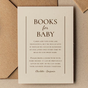Boho Minimalistische Beige Baby shower boeken voor Informatiekaartje