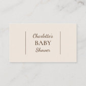 Boho Minimalistische Beige Baby shower Display Dou Informatiekaartje (Achterkant)