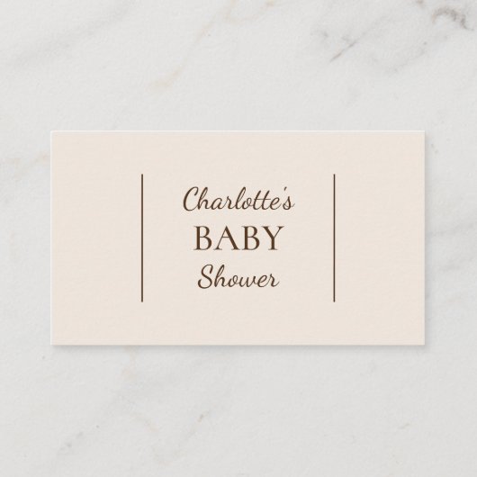 Boho Minimalistische Beige Baby shower Display Dou Informatiekaartje (Achterkant)