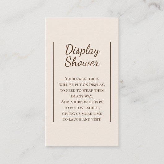 Boho Minimalistische Beige Baby shower Display Dou Informatiekaartje (Voorkant)