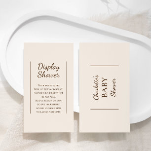Boho Minimalistische Beige Baby shower Display Dou Informatiekaartje
