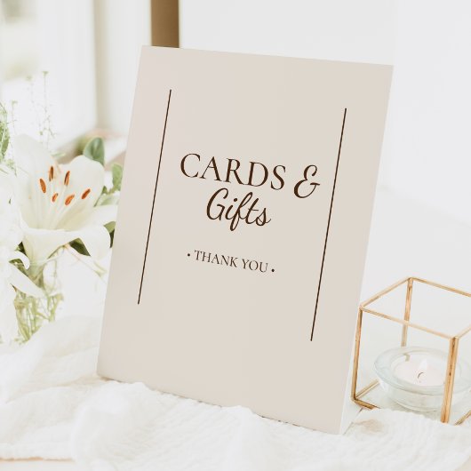 Boho Minimalistische Beige Baby shower Kaarten en  Reclamebord Met Voetstuk