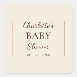 Boho minimalistische beige Baby showers envelop af Vierkante Sticker