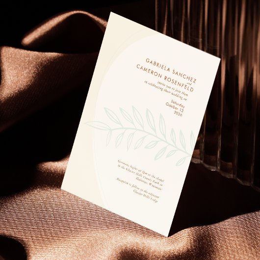 Boho minimalistische beige botanische bruiloft kaart