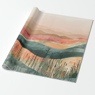 Boho Minimalistische Berg - Aardse Natuur-Inspirat Cadeaupapier