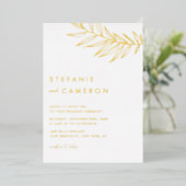 Boho Minimalistische Blad Bruiloft Folie Uitnodiging (Staand Voorkant)