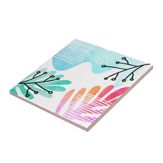 Boho minimalistische blob vorm laat line art tegeltje (Zijkant)