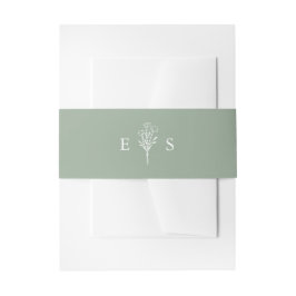 Boho minimalistische botanicals Sage Groene bruilo Uitnodigingen Wikkel