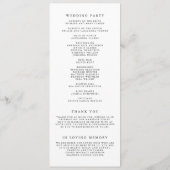 Boho minimalistische botanicals zwart-wit bruiloft programmakaart (Achterkant)