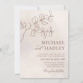 Boho minimalistische botanische bloemen bruiloft kaart (Voorkant)