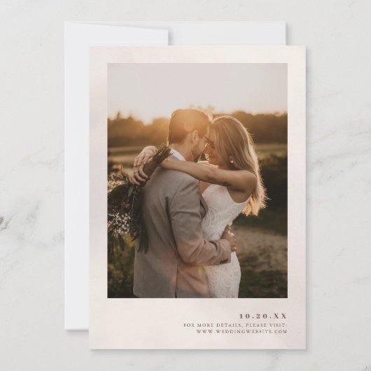 Boho minimalistische botanische bloemen bruiloft kaart (Achterkant)