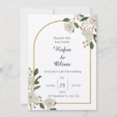 Boho minimalistische botanische bloemen bruiloft kaart (Voorkant)