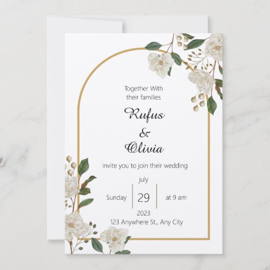 Boho minimalistische botanische bloemen bruiloft kaart (Voorkant)