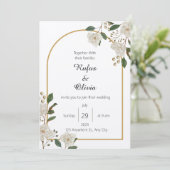 Boho minimalistische botanische bloemen bruiloft kaart (Staand voorkant)