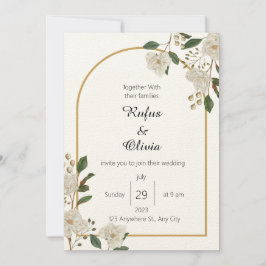 Boho minimalistische botanische bloemen bruiloft kaart