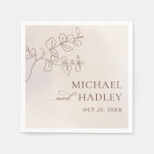 Boho minimalistische botanische bloemen bruiloft servet (Voorkant)