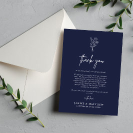 Boho Minimalistische Botanische Elementen Navy Bla Bedankkaart