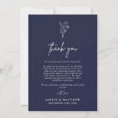Boho Minimalistische Botanische Elementen Navy Bla Bedankkaart (Voorkant)
