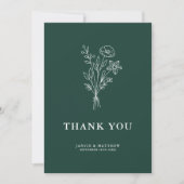 Boho Minimalistische Botanische Elementen Smaragd Bedankkaart (Voorkant)