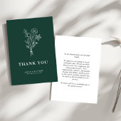 Boho Minimalistische Botanische Elementen Smaragd Bedankkaart