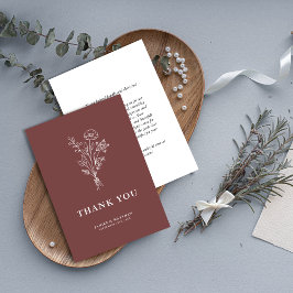 Boho Minimalistische Botanische Mauve Bruiloft Bedankkaart