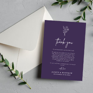 Boho Minimalistische Botanische Paarse Herfst Brui Bedankkaart