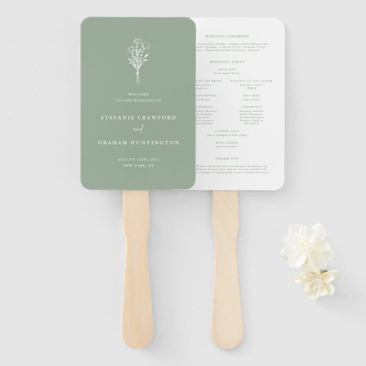 Boho Minimalistische Botanische Saliegroene Progra Handwaaier (Voorkant en achterkant)