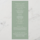 Boho Minimalistische Botanische Saliegroene Trouwd Programmakaart (Achterkant)
