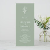 Boho Minimalistische Botanische Saliegroene Trouwd Programmakaart (Staand voorkant)
