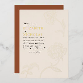 Boho Minimalistische Botanische Terracotta Huwelij Folie Uitnodiging