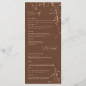 Boho Minimalistische Botanische Terracotta Huwelij Menu (Voorkant)