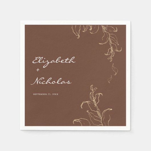Boho Minimalistische Botanische Terracotta Huwelij Servet (Voorkant)