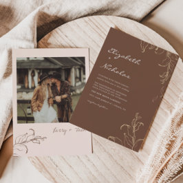 Boho Minimalistische Botanische Terracotta Trouwka Kaart