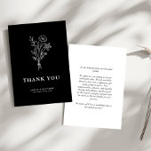 Boho Minimalistische Botanische Zwarte Bruiloft Bedankkaart