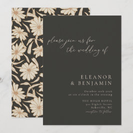 Boho Minimalistische Botanische Zwarte en Ivoren B Kaart