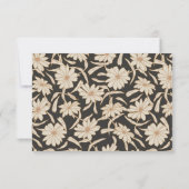 Boho Minimalistische Botanische Zwarte en Ivoren B RSVP Kaartje (Achterkant)