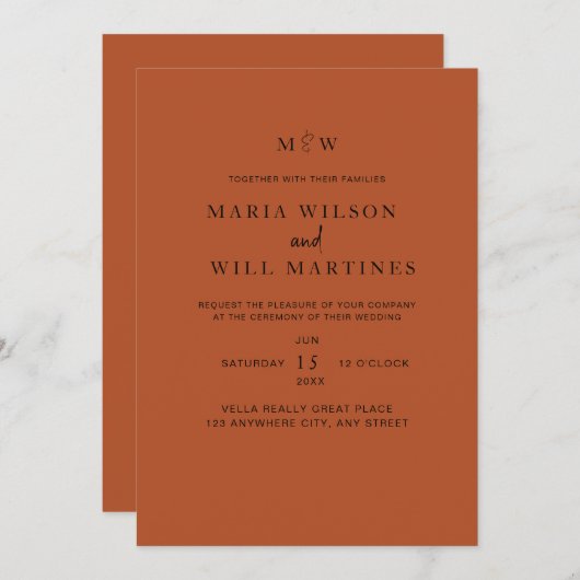 Boho minimalistische bruiloft moderne bruiloft uit kaart (Voorkant / Achterkant)