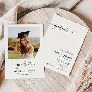 Boho Minimalistische Calligrafie Foto Afstuderen Kaart