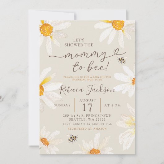 Boho Minimalistische Daisy Mama wordt Bij Baby Sho Kaart (Voorkant)