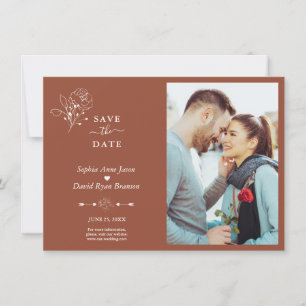 Boho minimalistische eenvoudige terracotta foto br save the date