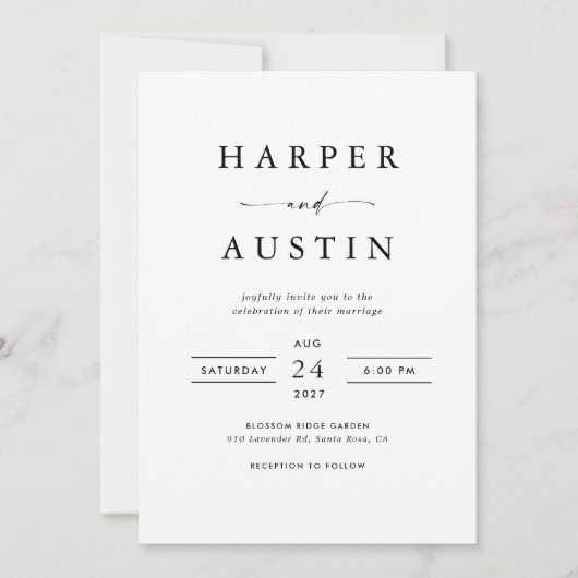 Boho minimalistische foto bruiloft kaart (Voorkant)