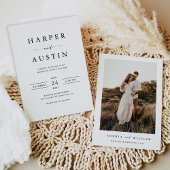 Boho minimalistische foto bruiloft kaart