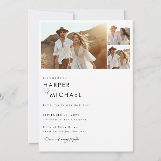 Boho minimalistische foto bruiloft kaart (Achterkant)