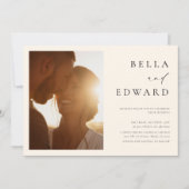 Boho minimalistische foto bruiloft uitnodiging (Voorkant)