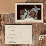 Boho minimalistische foto Geboorte Aankondiging Br<br><div class="desc">Deze boho minimalistische foto aankomstaankondiging briefkaart design biedt een harmonieuze mix van minimalistische eenvoud en klassieke elegantie, omhelzen een traditionele maar rustieke charme. Met een rustgevend palet van neutrale tinten, waaronder beige en warme koffiebruin. Ideaal voor diegenen die de ingetogen gratie van een bohemien geïnspireerd baby shower waarderen. Welkom de...</div>