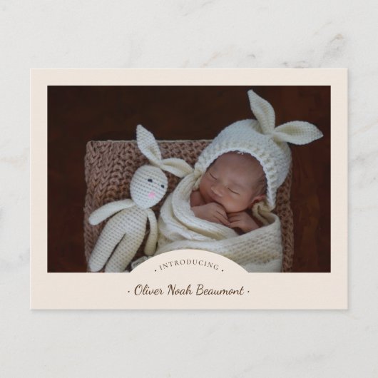 Boho minimalistische foto Geboorte Aankondiging Br (Voorkant)